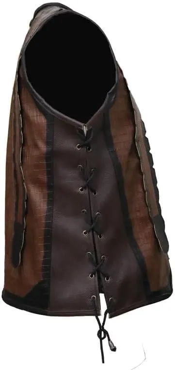 Crocodile Textured Brown Dundee Vest - Danny McBride Faux Leather Brown Crocodile Pattern Vest