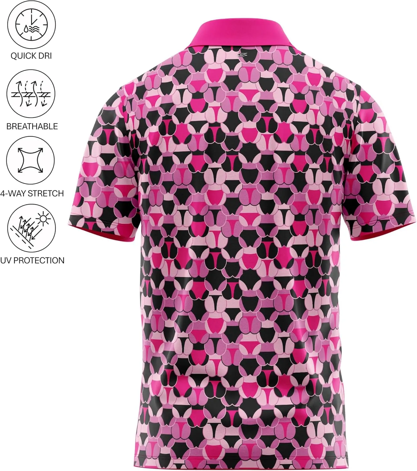 Crude Funny Golf Polo Shirts - Men UPF Dry Fit Performance Moisture Wicking Hawaiian Quick Dry Stretch Disc Shocker Glove