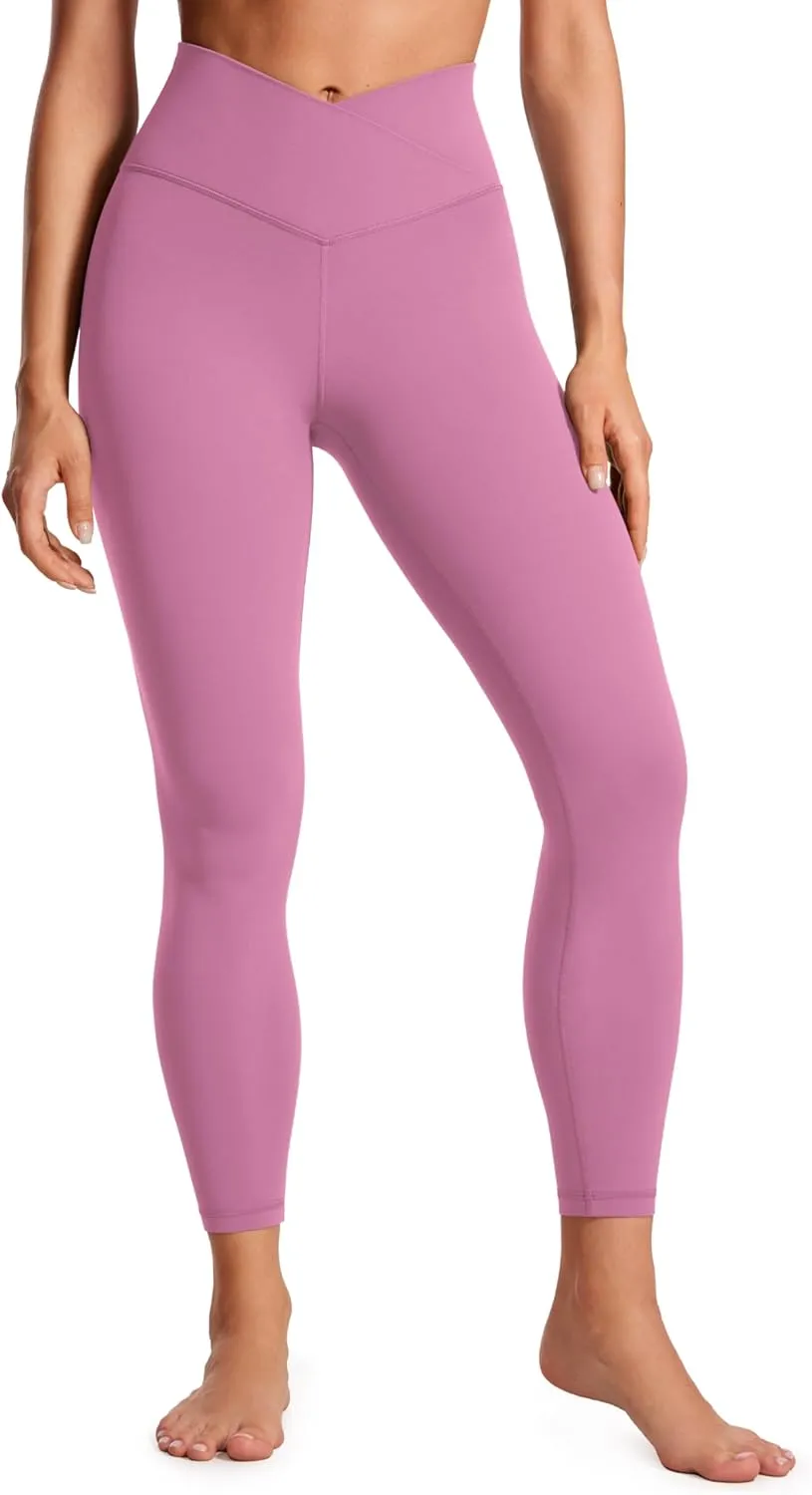 CRZ YOGA Womens Butterluxe Cross Waist Leggings 25" - V Crossover High Waisted Yoga