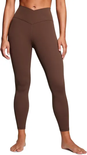 CRZ YOGA Womens Butterluxe Cross Waist Leggings 25" - V Crossover High Waisted Yoga