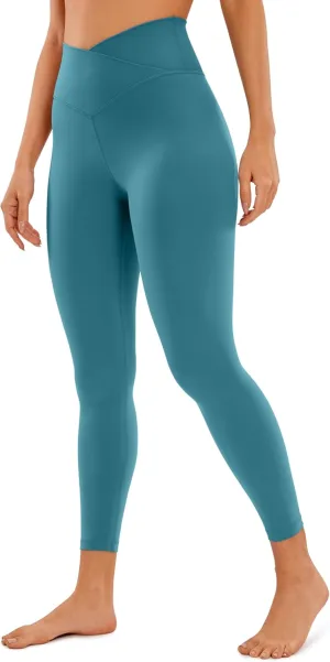 CRZ YOGA Womens Butterluxe Cross Waist Leggings 25" - V Crossover High Waisted Yoga