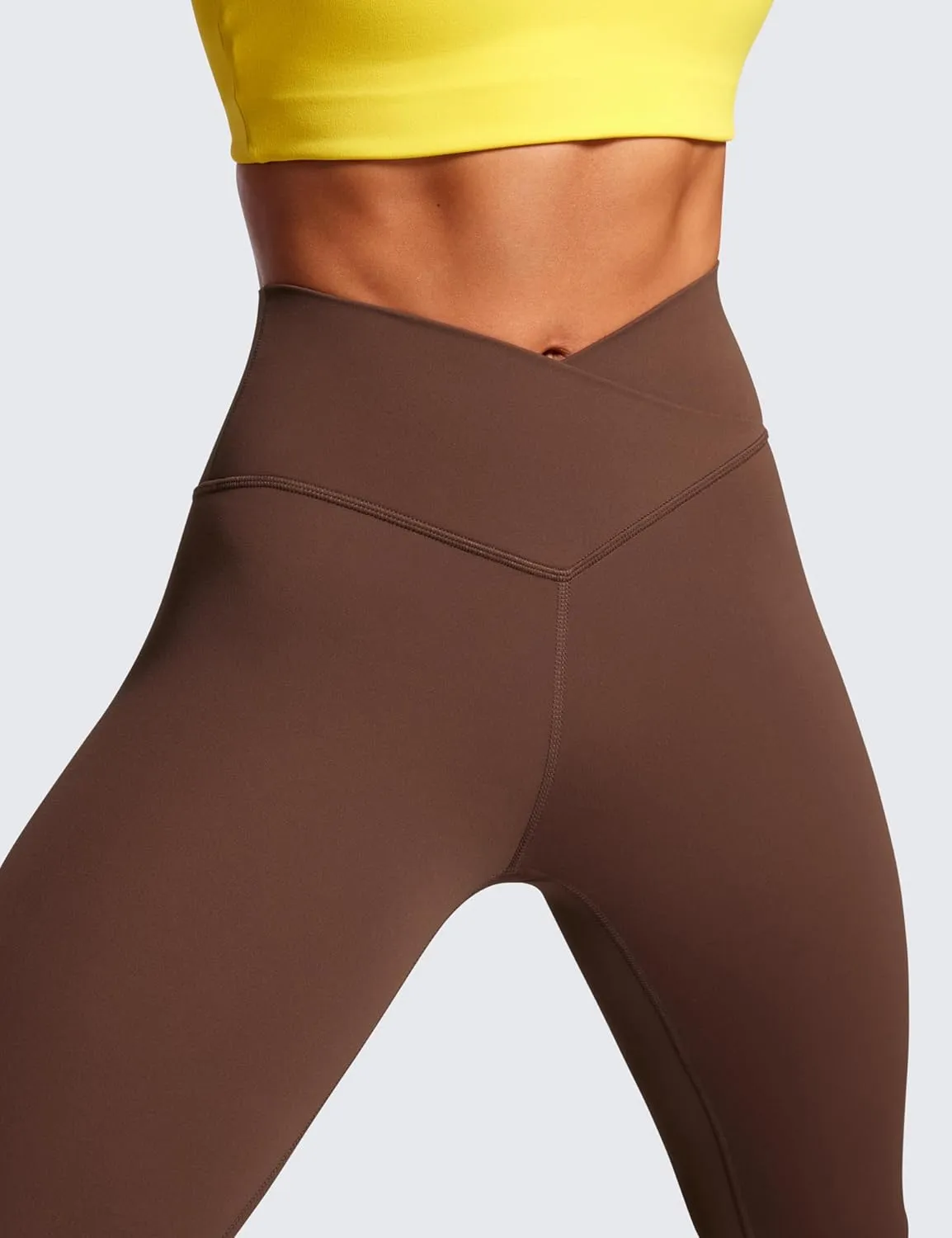 CRZ YOGA Womens Butterluxe Cross Waist Leggings 25" - V Crossover High Waisted Yoga
