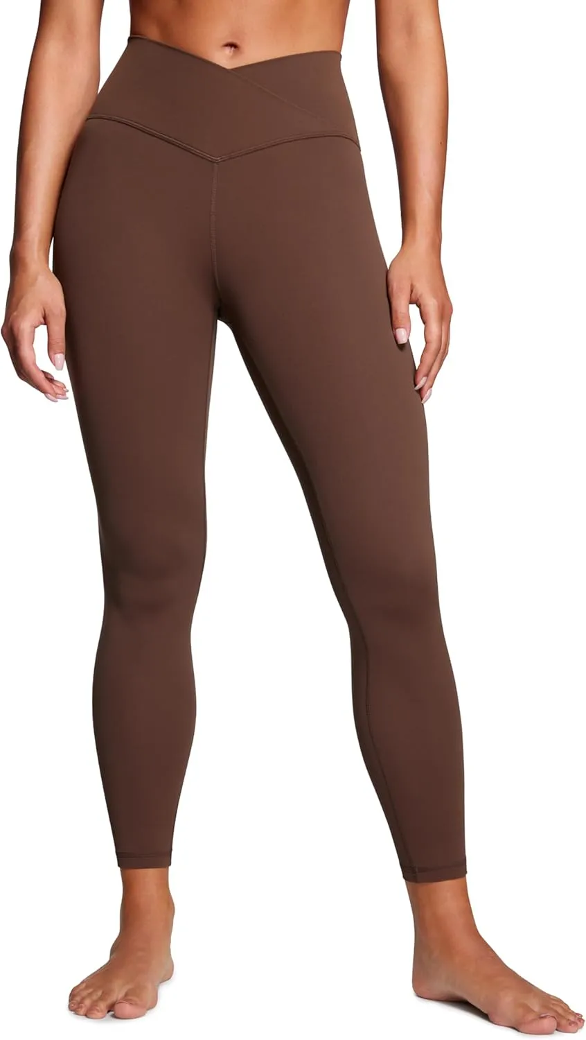 CRZ YOGA Womens Butterluxe Cross Waist Leggings 25" - V Crossover High Waisted Yoga