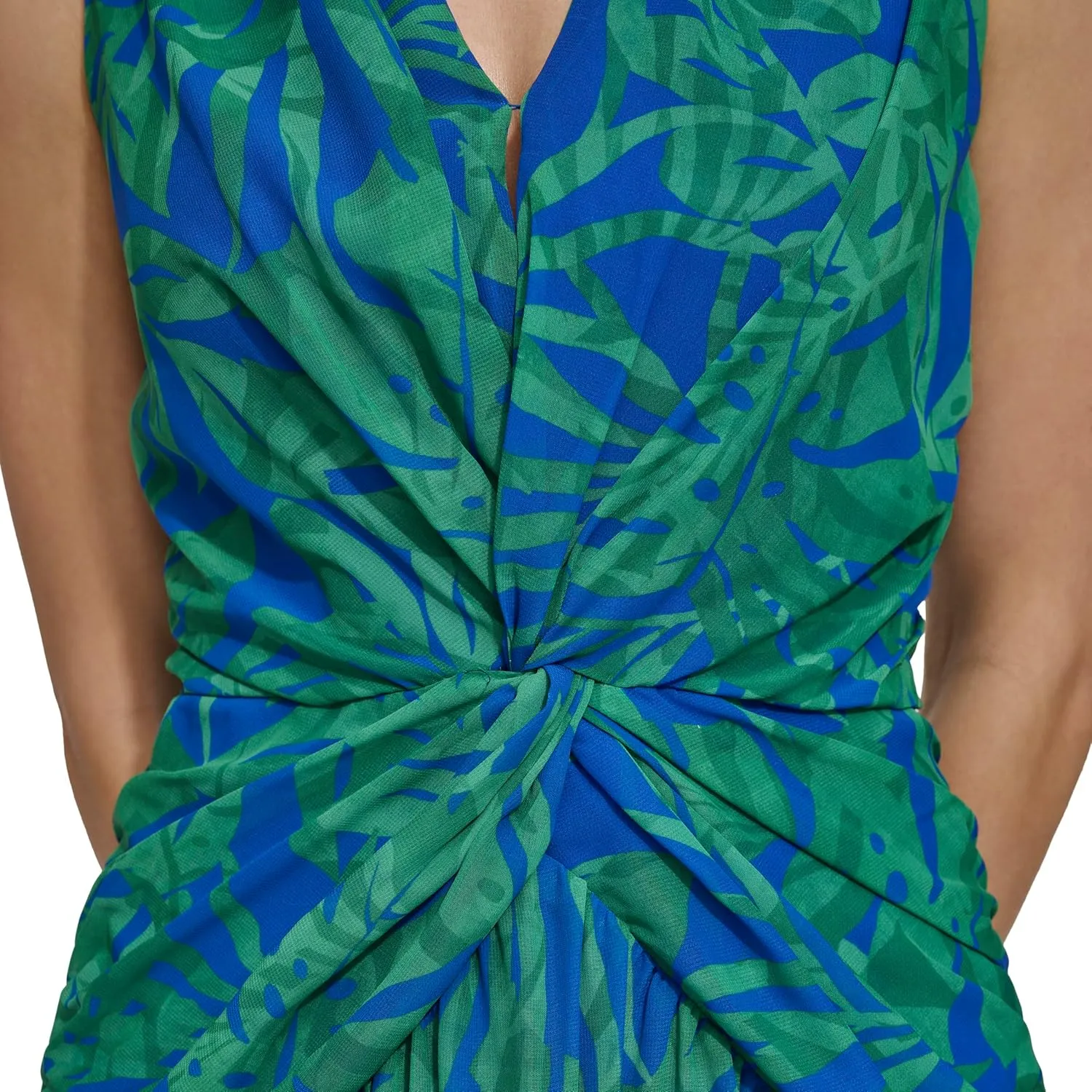 DKNY Women's V-Neck Twist Front Sleeveless Dress