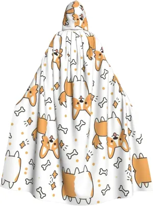 Dog Print Long Cape Unisex Cloak With Hood Halloween Costume Cloak Adult Vampire Witch Cape