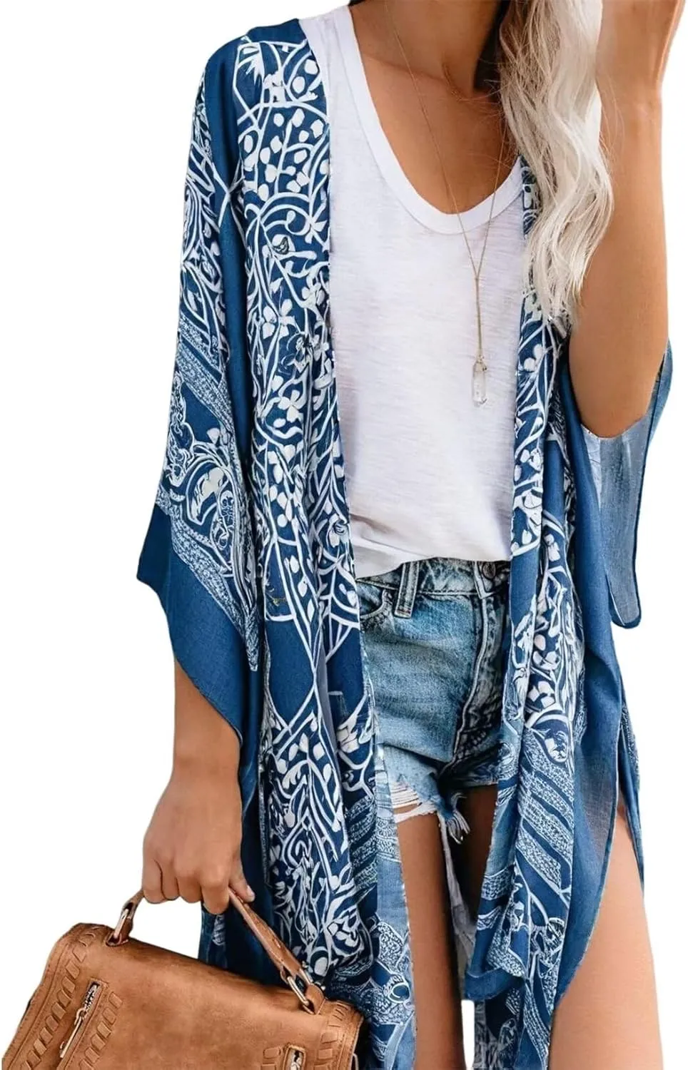 Dokotoo Womens 2025 Summer Beach Hawaiian Vacation Long Kimono Cardigans Swimsuits Cover ups