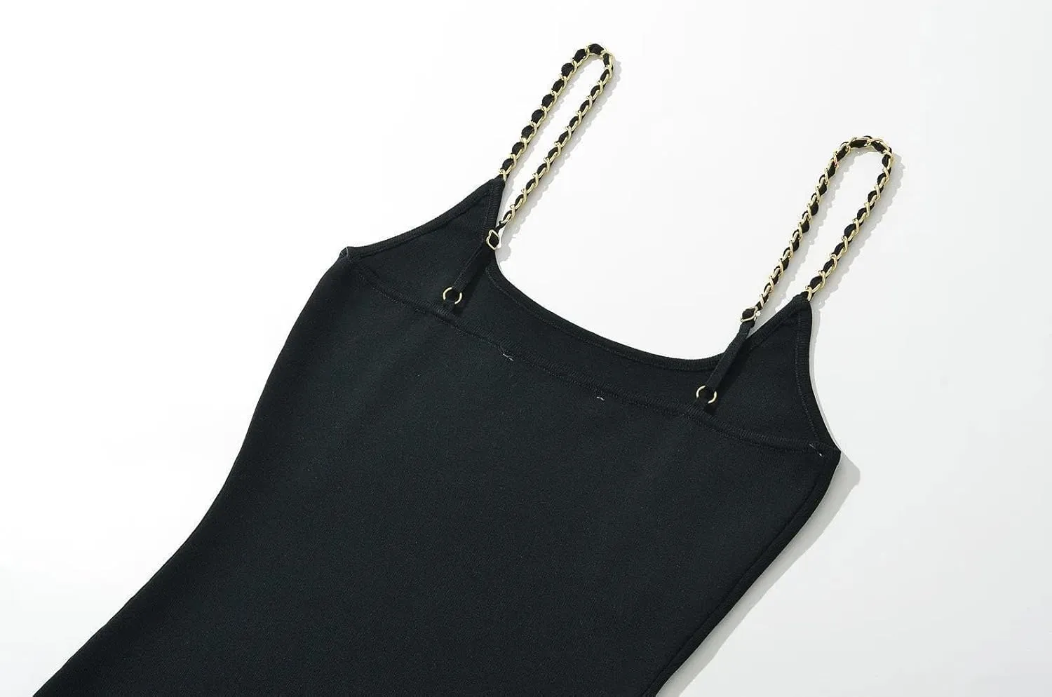 efvandoloe Summer Chain Camisole High Split Long Dress Women Knitted Elastic Slim Party Evening Dresses