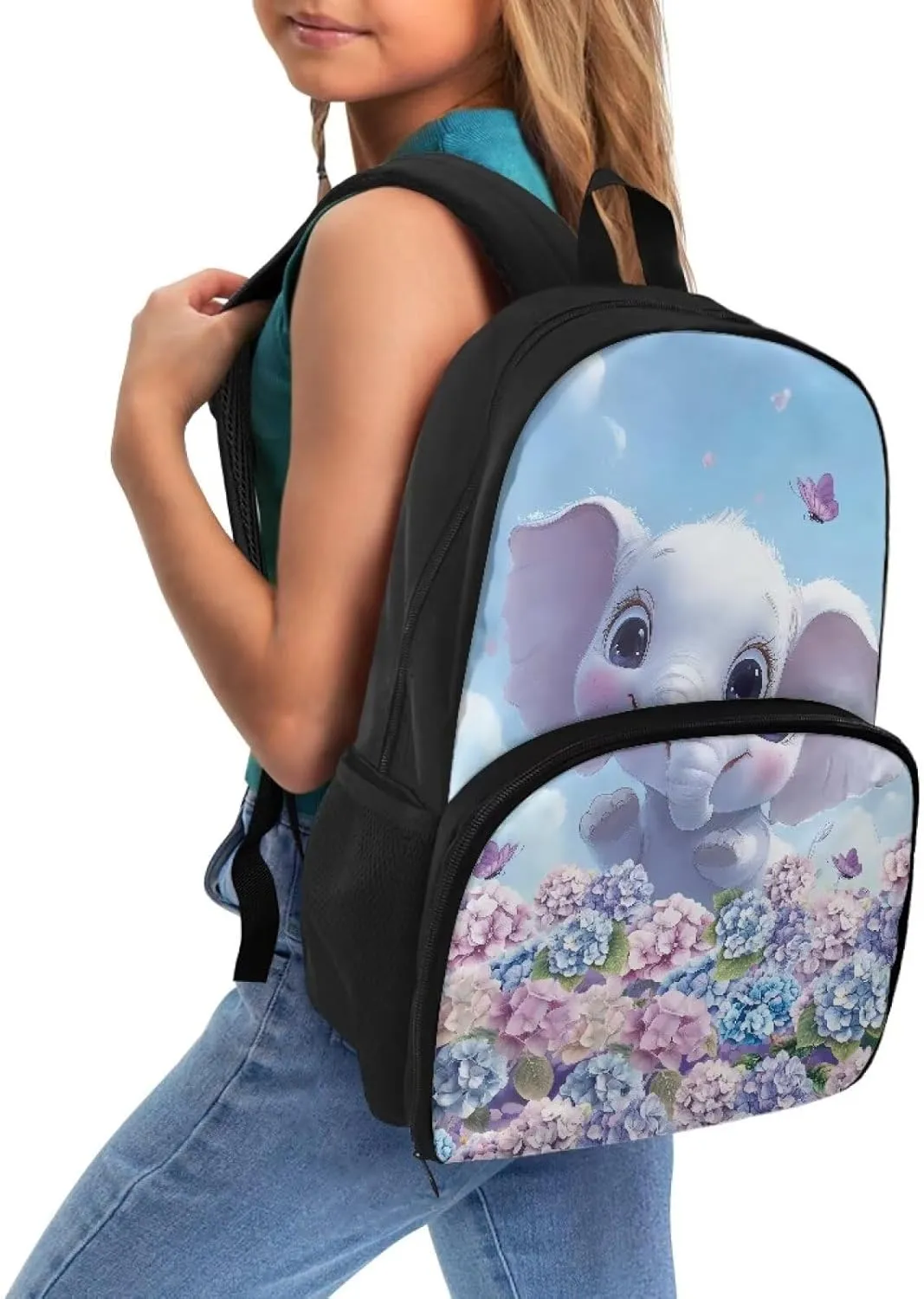 Elephant Backpack with Insulated Cooler Compartment 4th Grade Backpack for Girls Boys Kids All-in-One Bookbag Lightweight Cozy Daypack for Primary School Book Bag