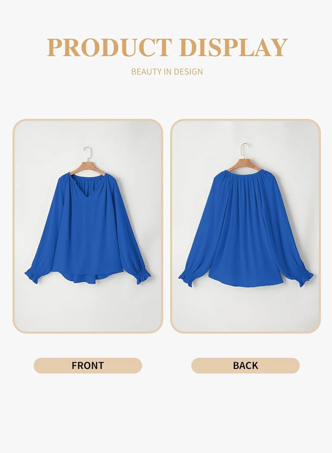 Eytino Womens Plus Size Tops Sexy V Neck Smocked Long Sleeve Casual Chiffon Blouse Flowy Work Shirts(1X-5X)