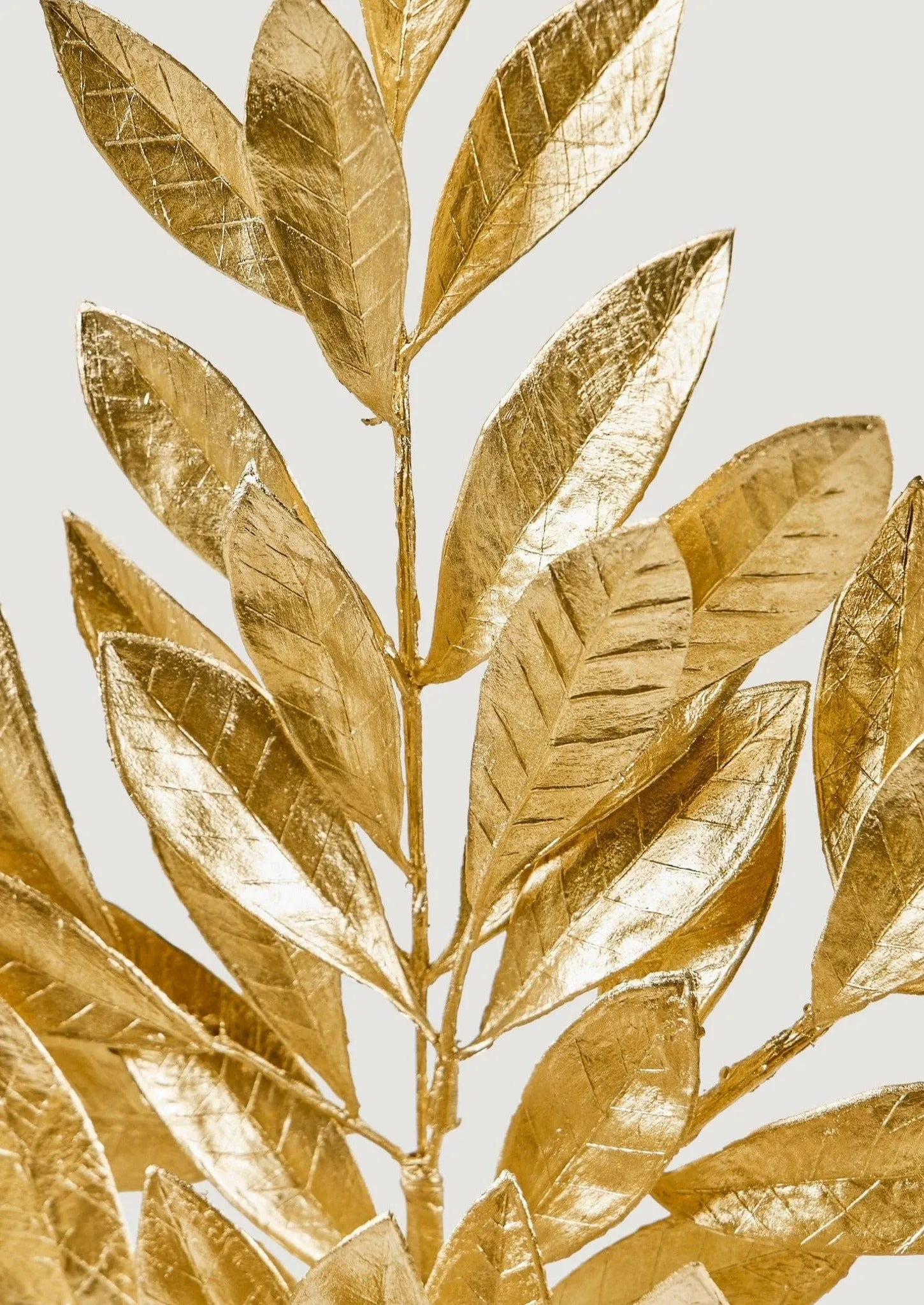 Faux Bay Leaf Spray in Metallic Gold - 24"