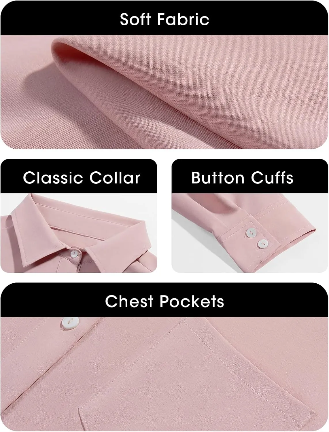 Fisoew Womens Casual Button Down Shirt Dress Long Sleeve Collared Pleated Swing Mini Dresses