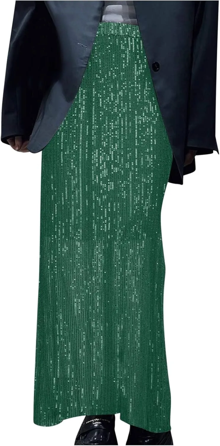 for Women Maxi Long Loose Fit Sequin Sparkly Glitter Basic Skorts Women 2025 Fashion Y2K