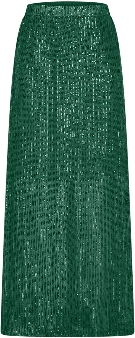 for Women Maxi Long Loose Fit Sequin Sparkly Glitter Basic Skorts Women 2025 Fashion Y2K