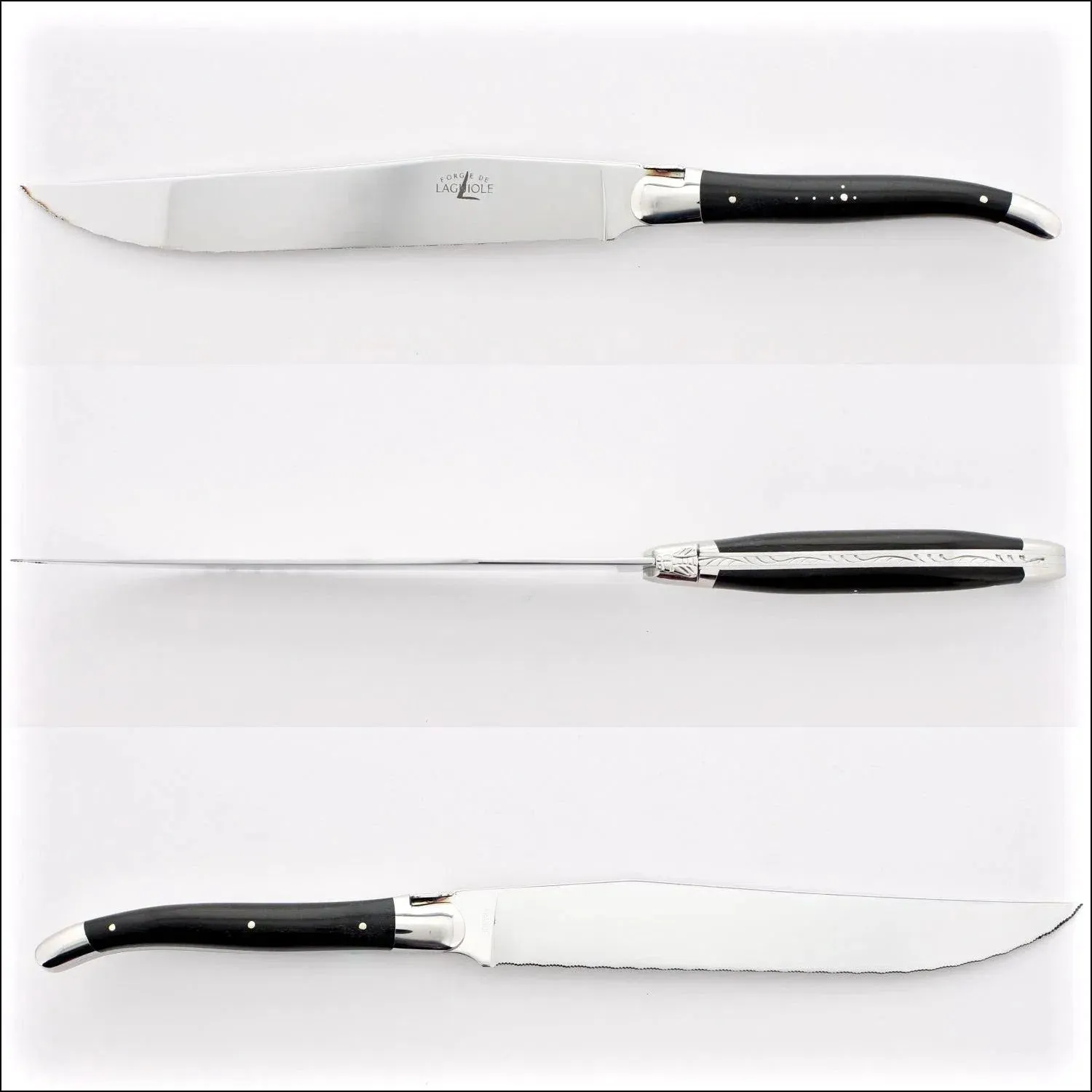 Forge de Laguiole Bread Knife Ebony Handle - Shiny Finish