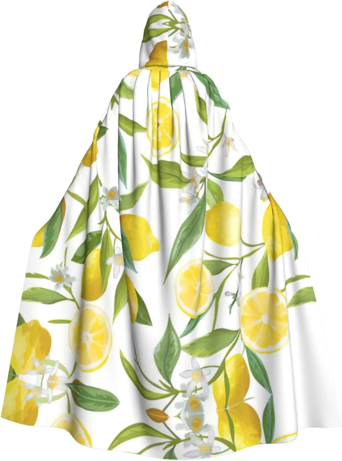 Fresh Tropical Lemons Print Long Cape Unisex Cloak With Hood Halloween Costume Cloak Adult Vampire Witch Cape