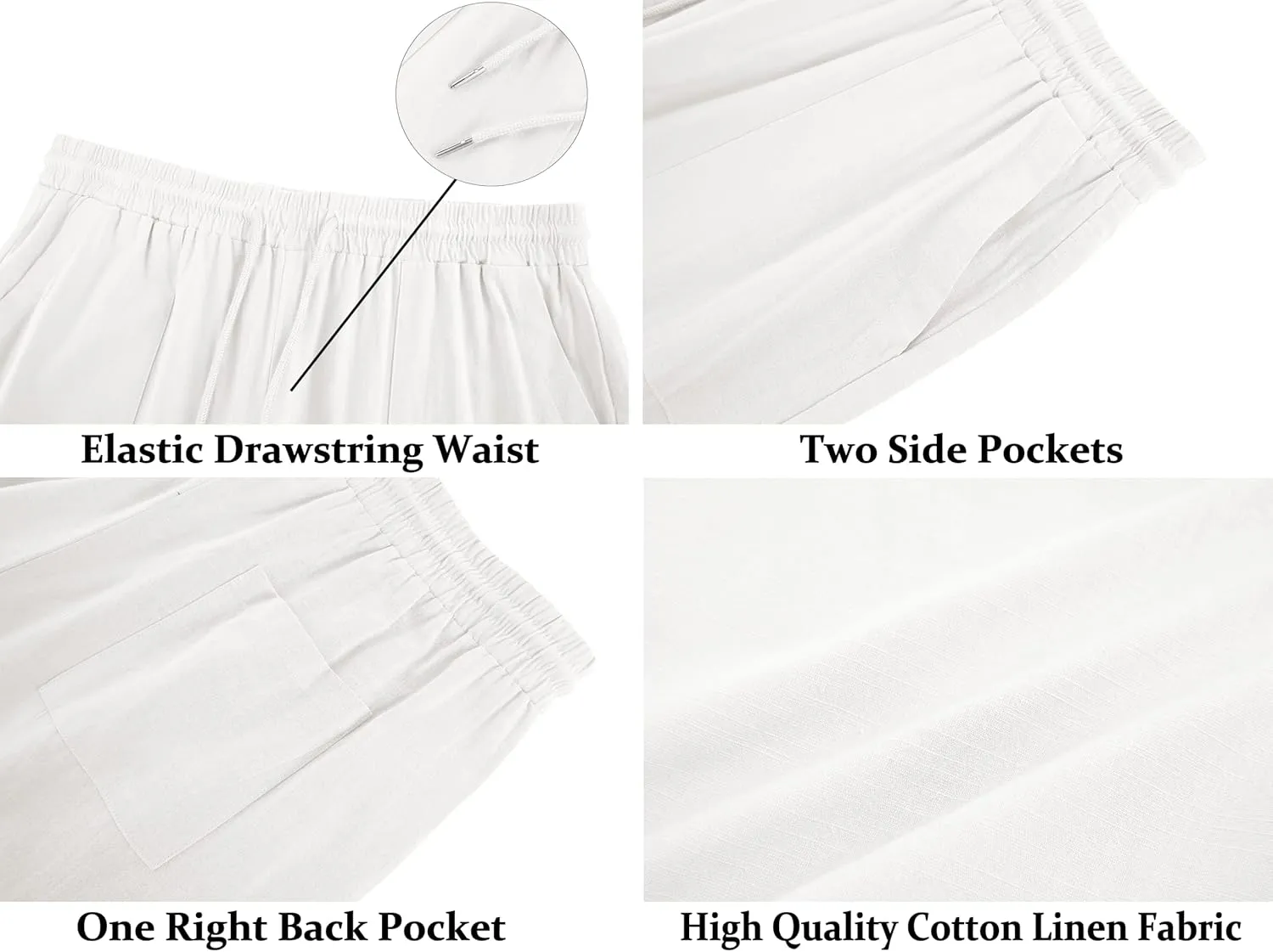 Gafeng Mens Cotton Linen Yoga Pants Elastic Drawstring Casual 3/4 Capri Shorts with Pockets
