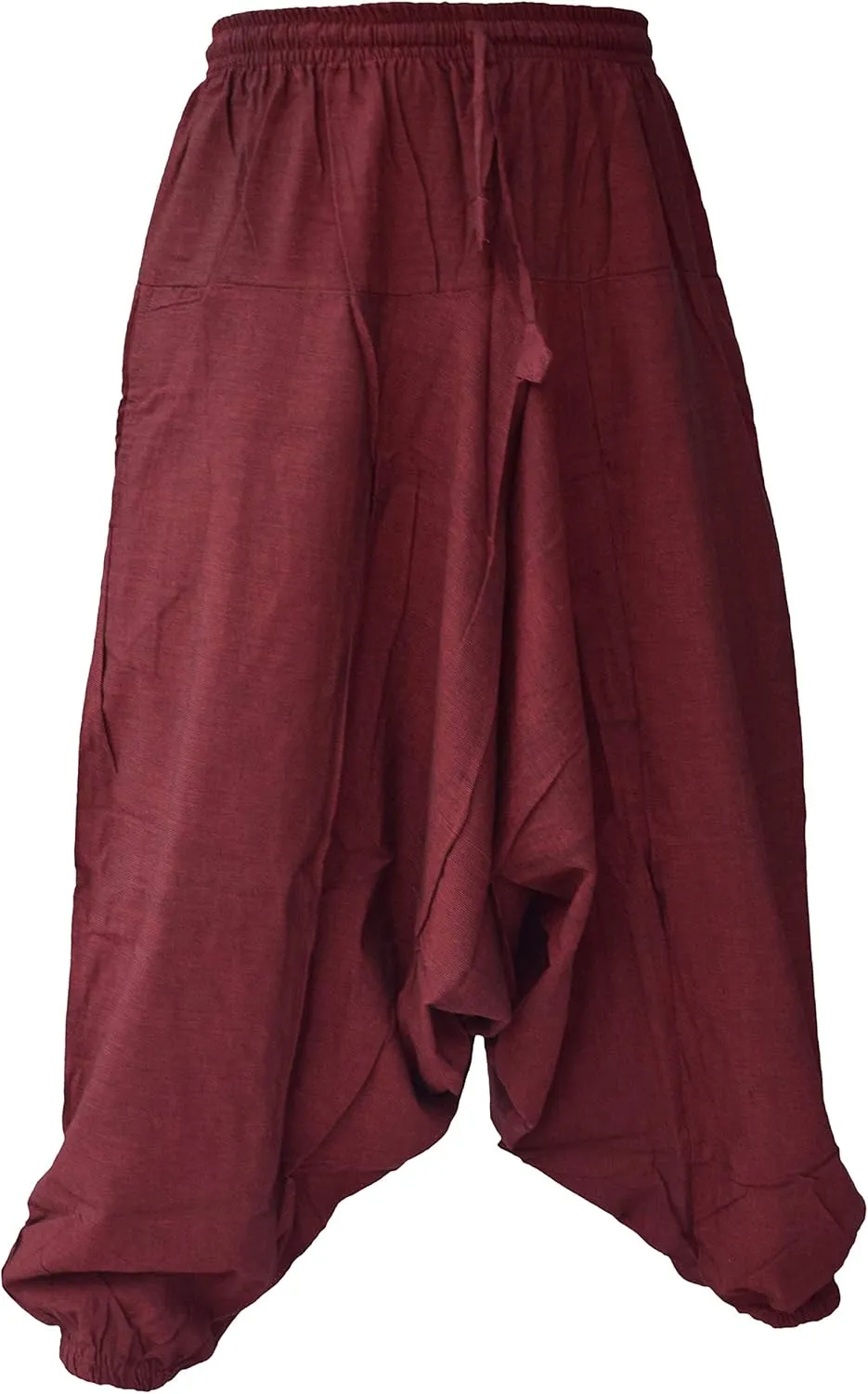Gheri Men's Cotton Hemp Harem Aladdin Genie Wide Crotch Ninja Pants Trousers