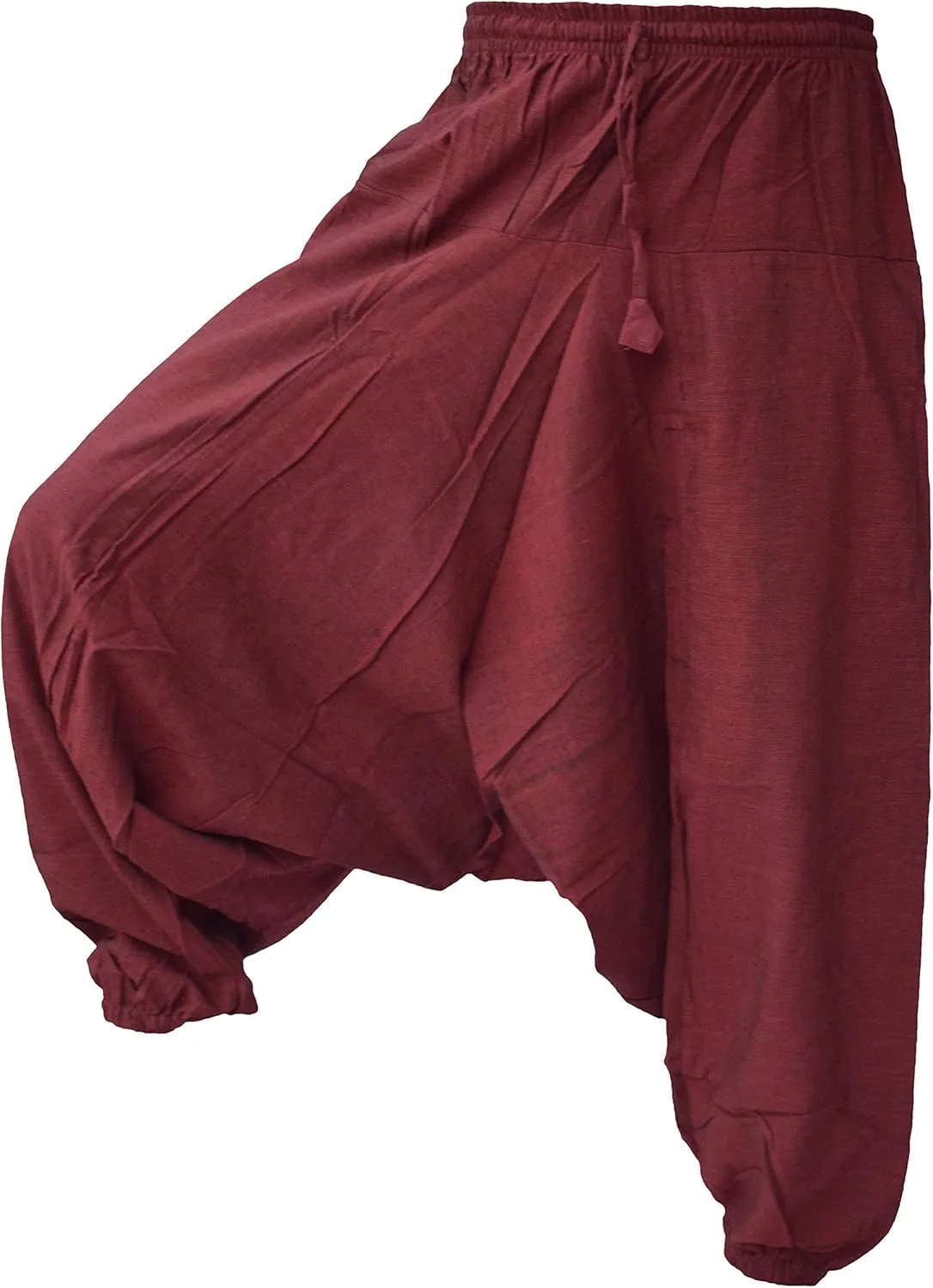 Gheri Men's Cotton Hemp Harem Aladdin Genie Wide Crotch Ninja Pants Trousers