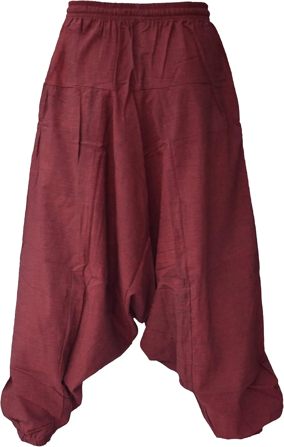 Gheri Men's Cotton Hemp Harem Aladdin Genie Wide Crotch Ninja Pants Trousers