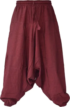 Gheri Men's Cotton Hemp Harem Aladdin Genie Wide Crotch Ninja Pants Trousers