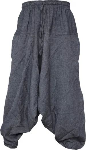 Gheri Men's Cotton Hemp Harem Aladdin Genie Wide Crotch Ninja Pants Trousers