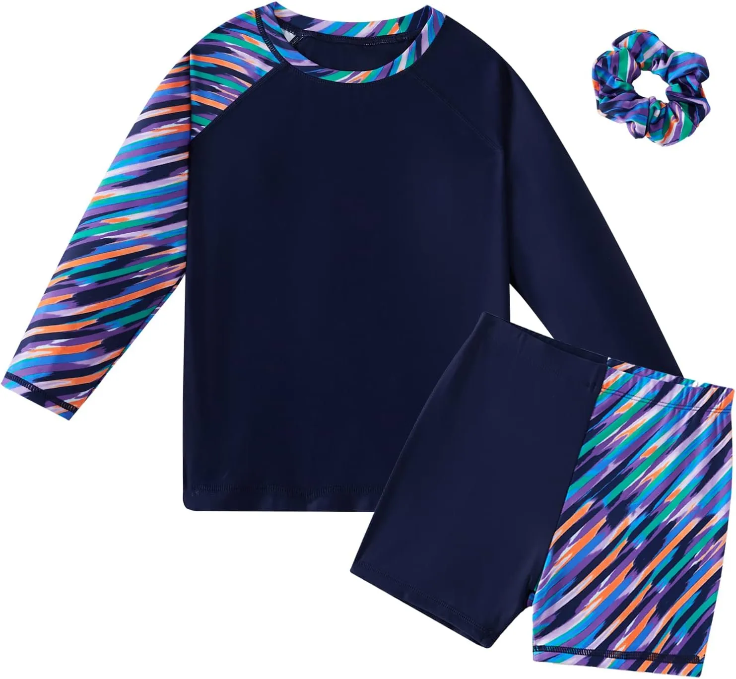 Girls Long Sleeve Swimsuits 2 Pieces Set Rash Guard Swimwear Quick Dry Surfing Wetsuit for Kids Bathing Suit 5-16 Years