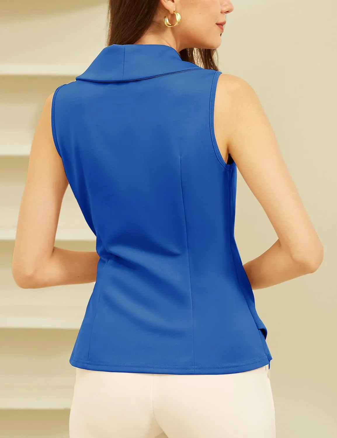 GRACE KARIN Women's Wrap V Neck Casual Work Tops Sleeveless Office Dressy Summer Blouse Asymmetrical Elegant Shirts