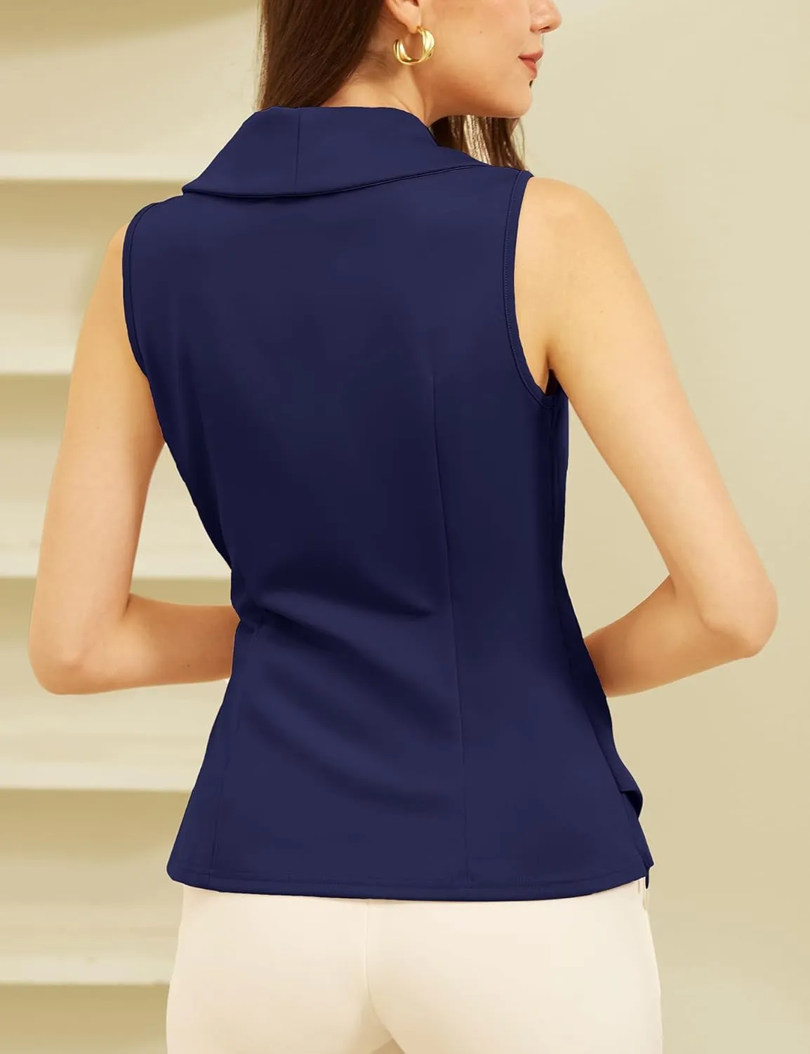 GRACE KARIN Women's Wrap V Neck Casual Work Tops Sleeveless Office Dressy Summer Blouse Asymmetrical Elegant Shirts