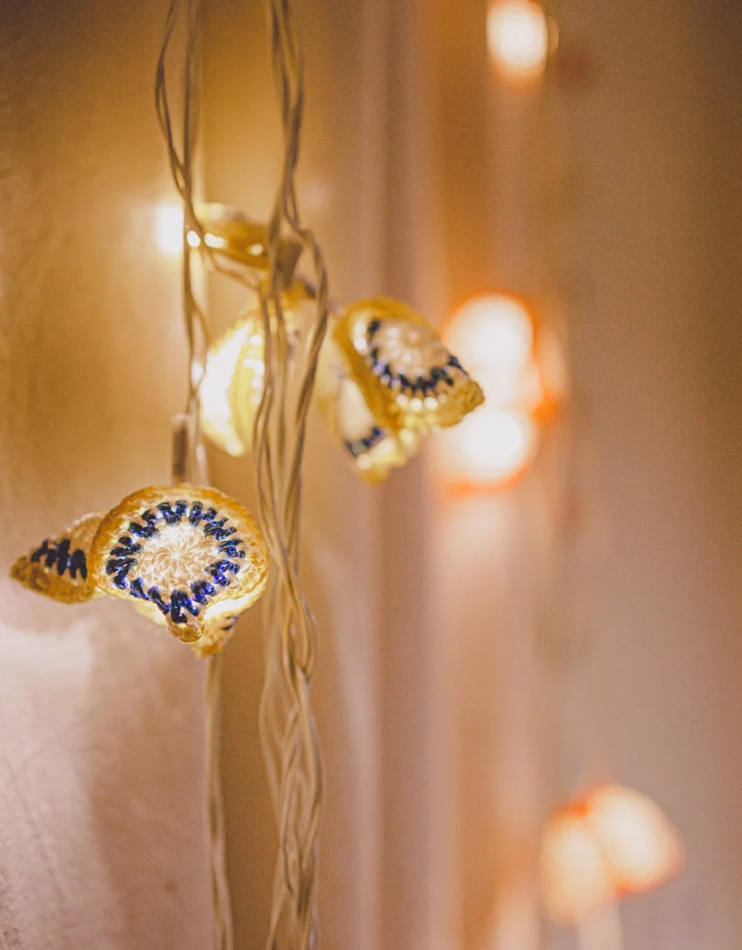 Handmade LED String Lights Blue Yellow Lily Bougainvillea