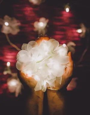 Handmade LED String Lights Green Rose