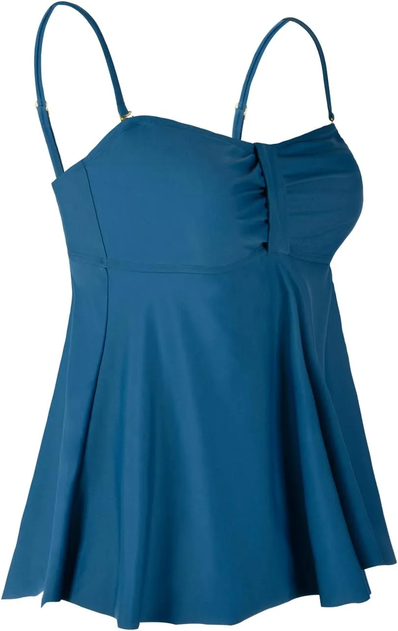 Hilor Women's Flyaway Tankini Top Bandeau Swimsuit Flowy Bathing Suit Tummy Conceal Swimwear