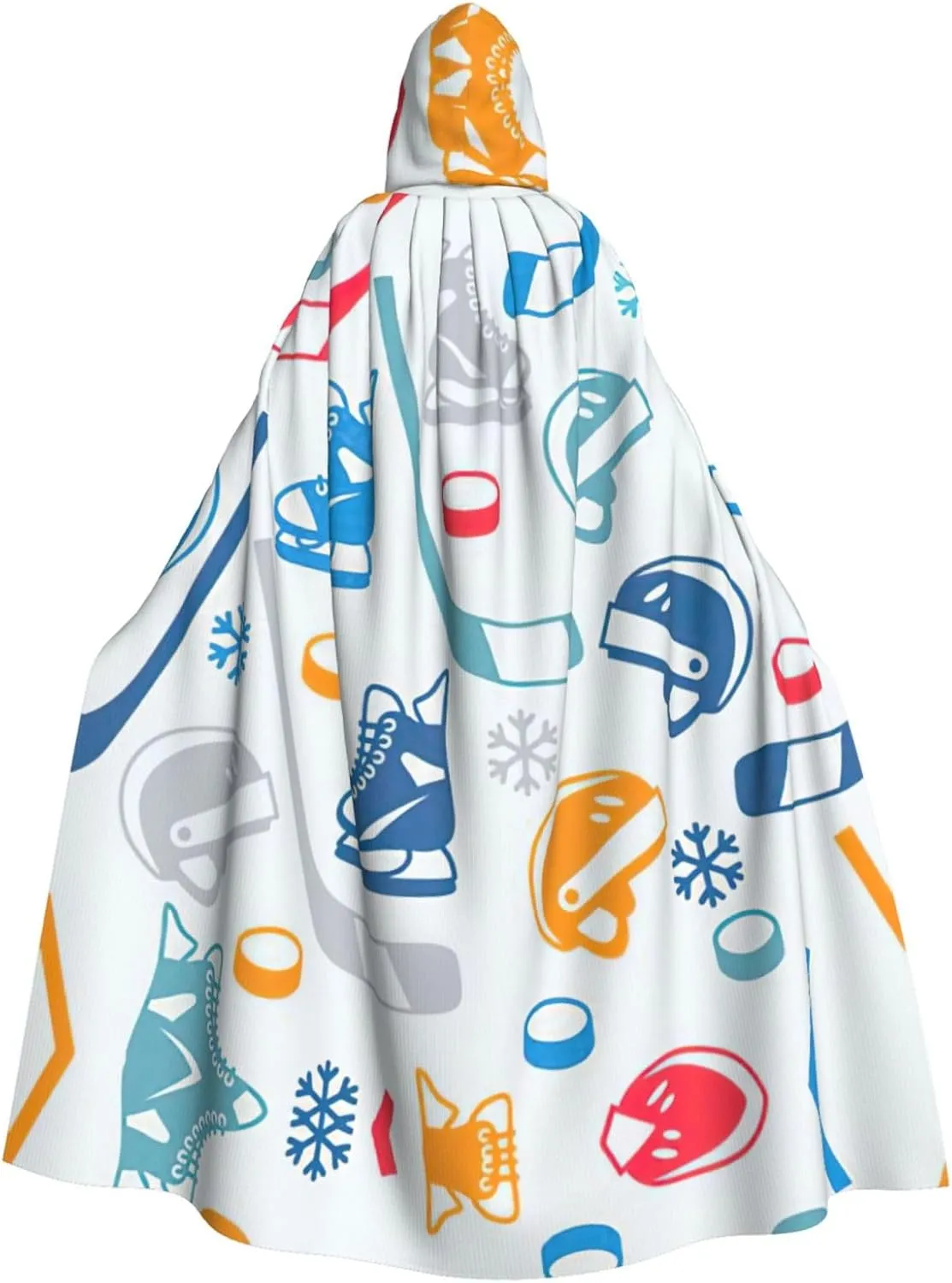 Hockey Elements Creative Patterned Print Long Cape Unisex Cloak With Hood Halloween Costume Cloak Adult Vampire Witch Cape