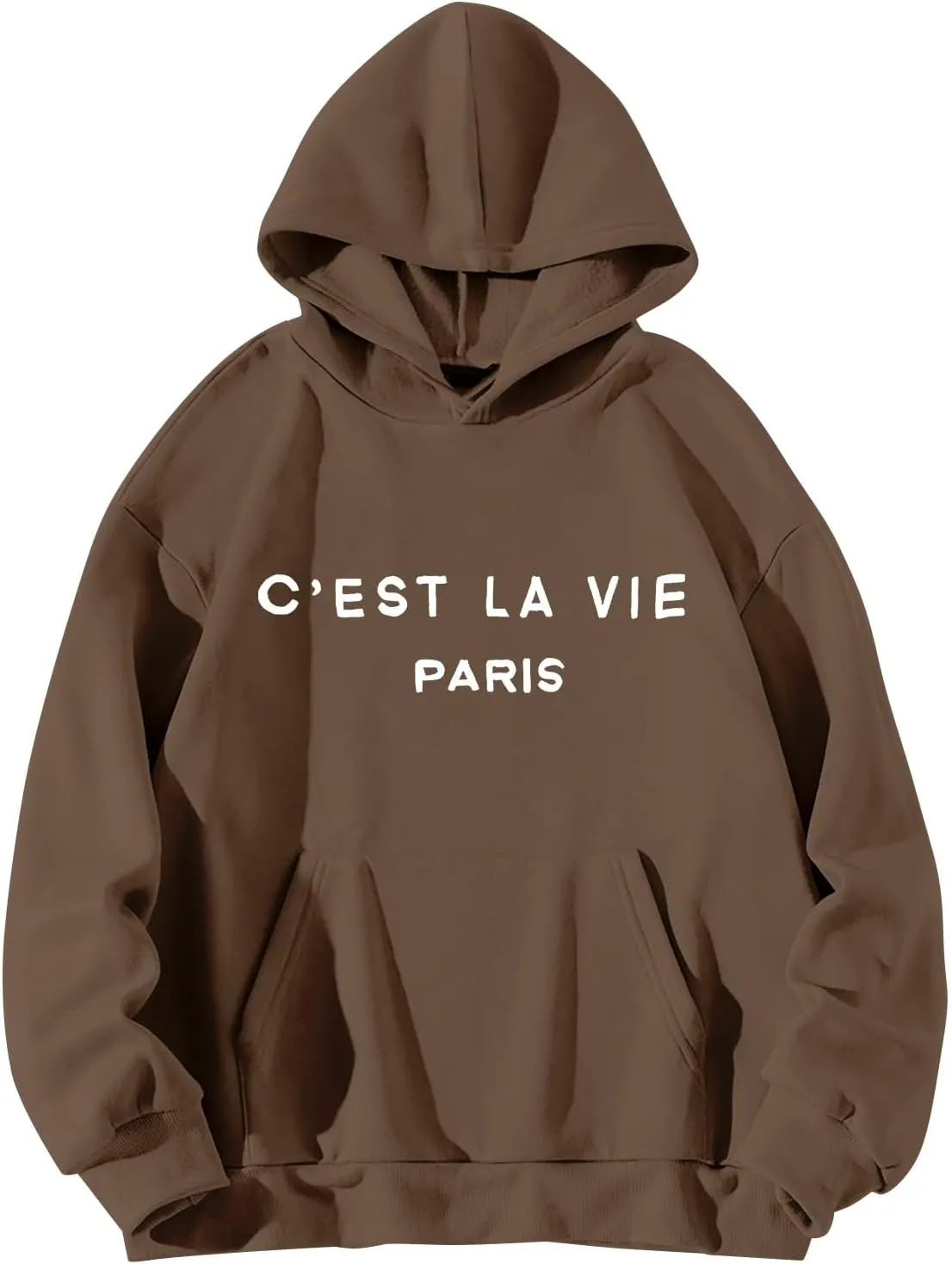 Hoodies for Women Cest La Vie Paris Hooded Sweatshirt Oversized Sweaters Drawstring Long Sleeve Pullover with