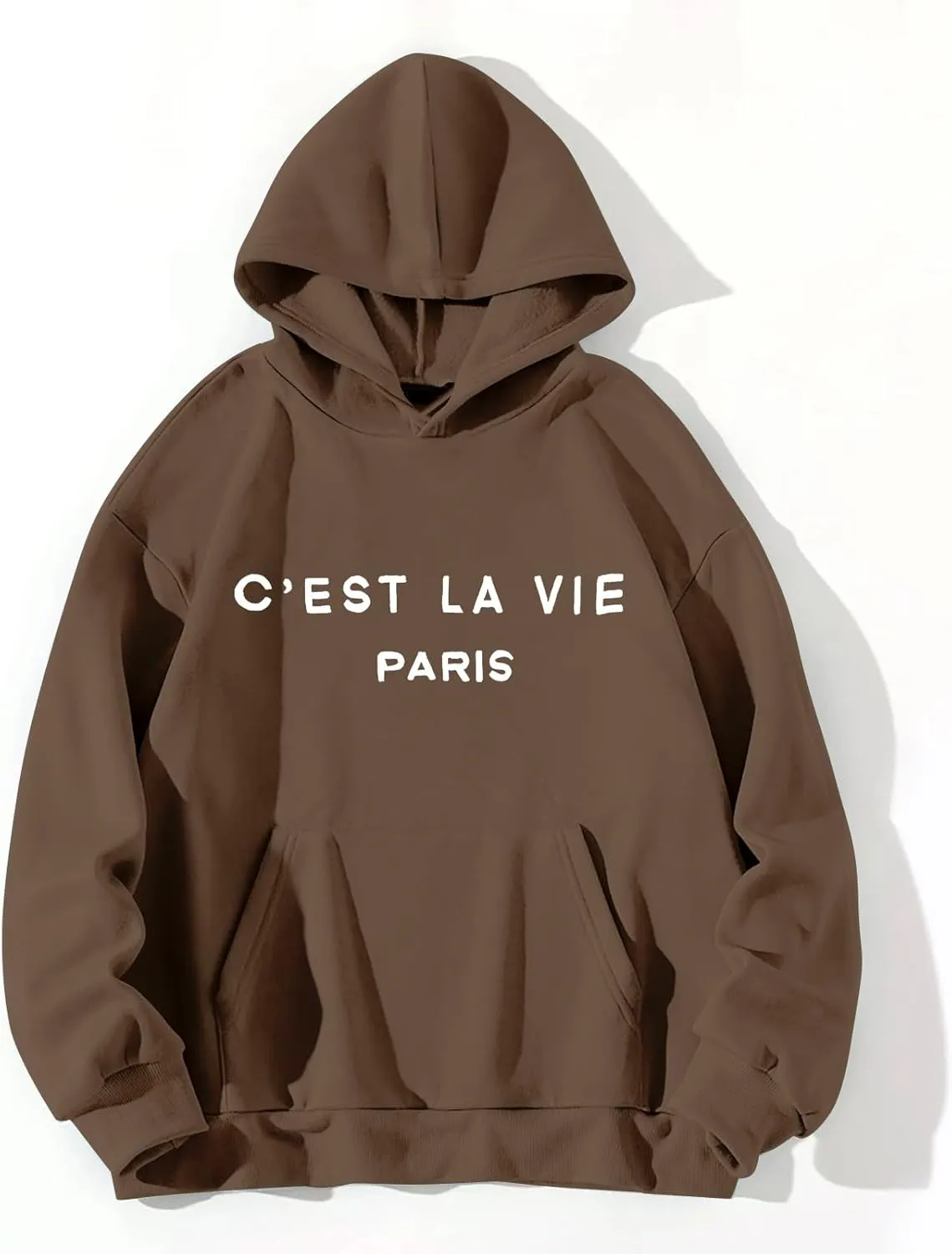 Hoodies for Women Cest La Vie Paris Hooded Sweatshirt Oversized Sweaters Drawstring Long Sleeve Pullover with