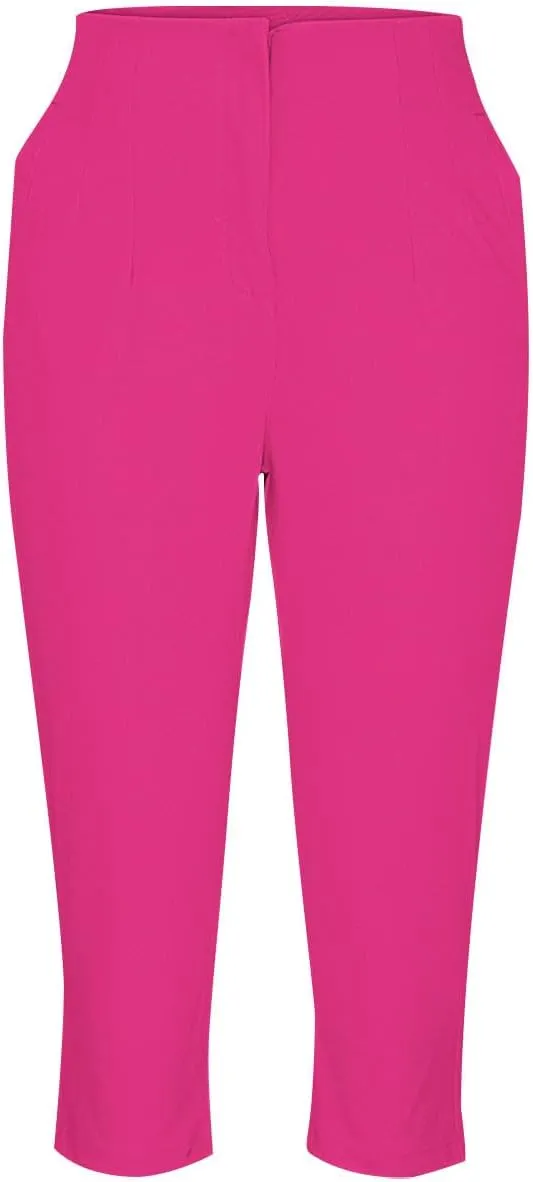 Hvyesh Womens Business Casual Capri Pants Summer Trendy 2025 Pleated High Waisted Capris for Women Wide Leg