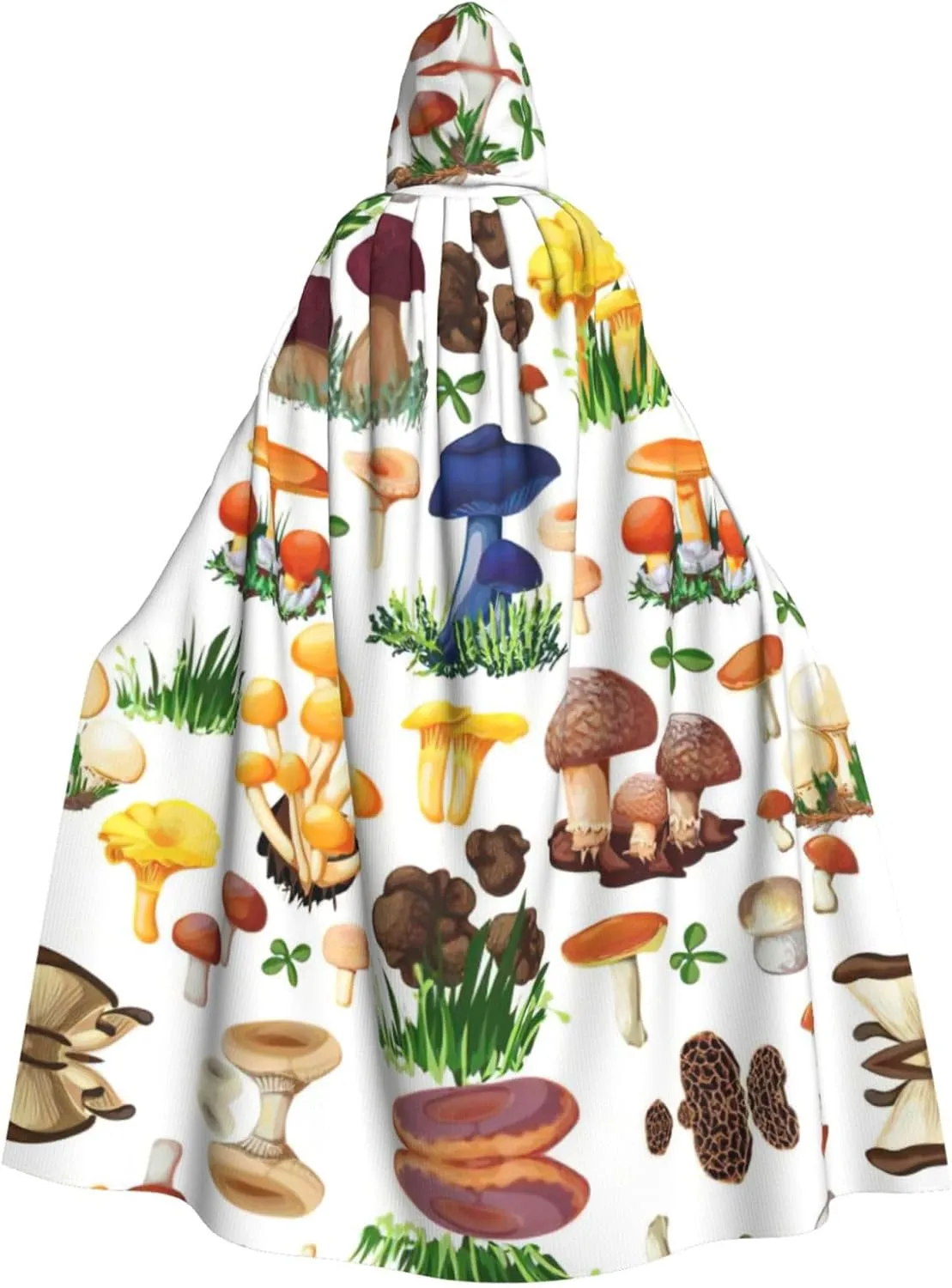 Japanese Painting Mushroom Print Long Cape Unisex Cloak With Hood Halloween Costume Cloak Adult Vampire Witch Cape