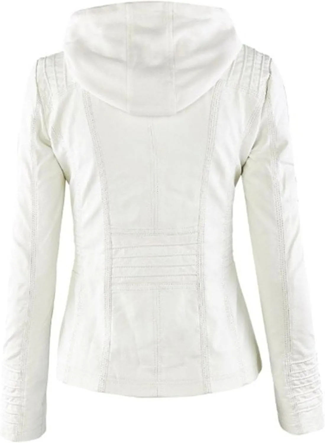 JEKE-DG Women's Detachable Hooded Faux Leather Coat Slim Fit Zip Up Biker Coat Jacket Casual Vintage Fall Winter Coats
