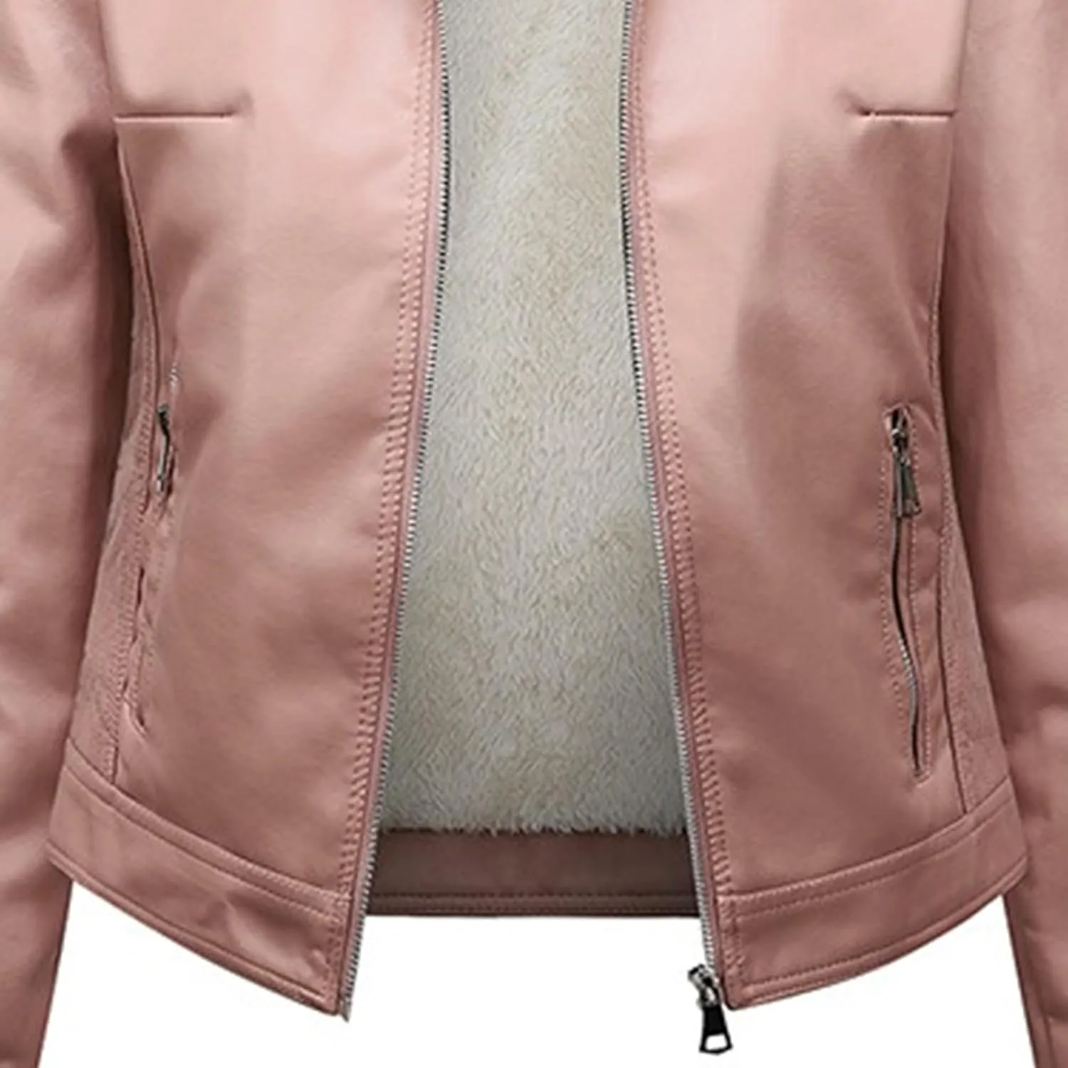 JEKE-DG Women's Faux Leather Casual Lined Coat Removable Hooded Slim Fit Coat Jacket Full Zip Vintage Fall Coats