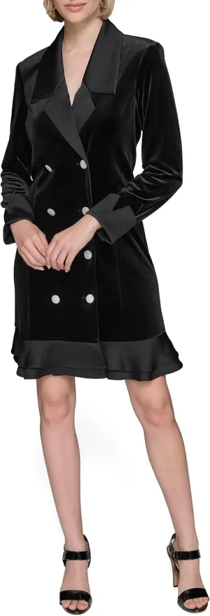 Karl Lagerfeld Paris Women's Novelty Button Collared Blazer Mini Dress
