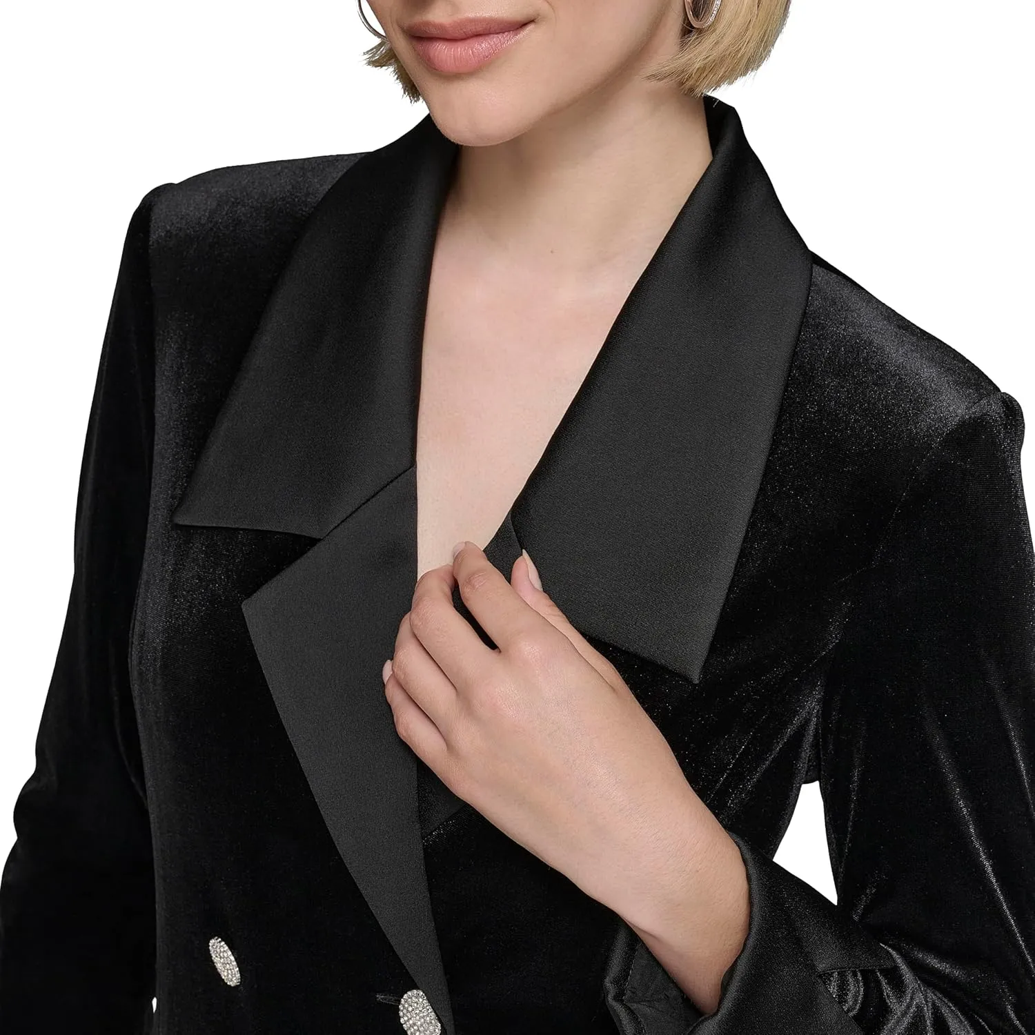 Karl Lagerfeld Paris Women's Novelty Button Collared Blazer Mini Dress