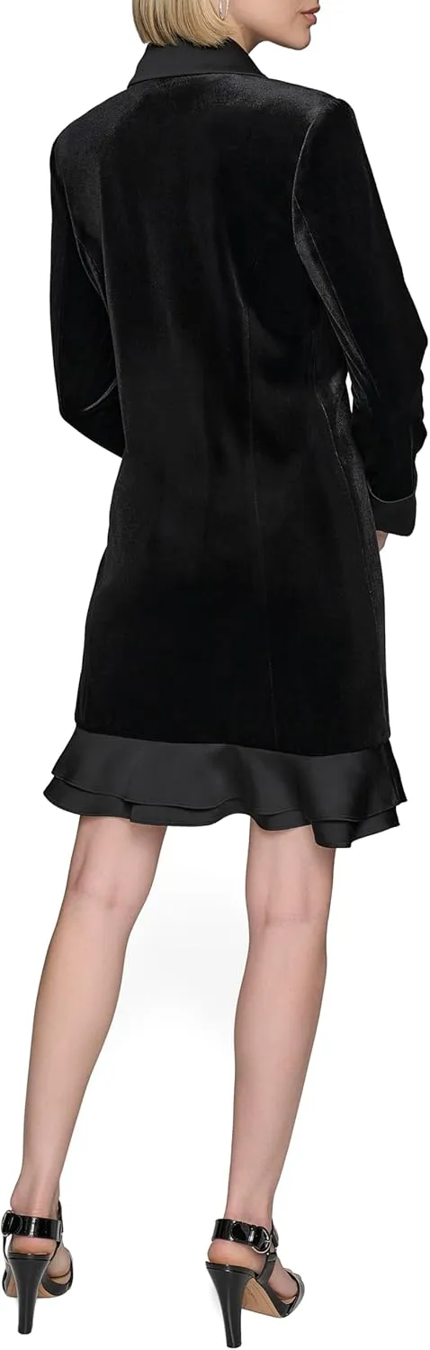Karl Lagerfeld Paris Women's Novelty Button Collared Blazer Mini Dress