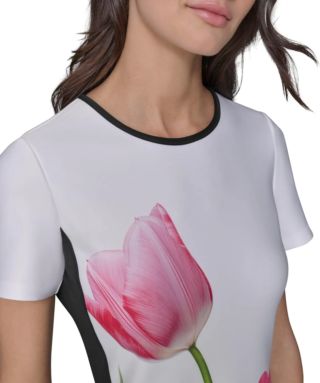 Karl Lagerfeld Paris Women's Printed Short Sleeve Contrasting Sheath Dress