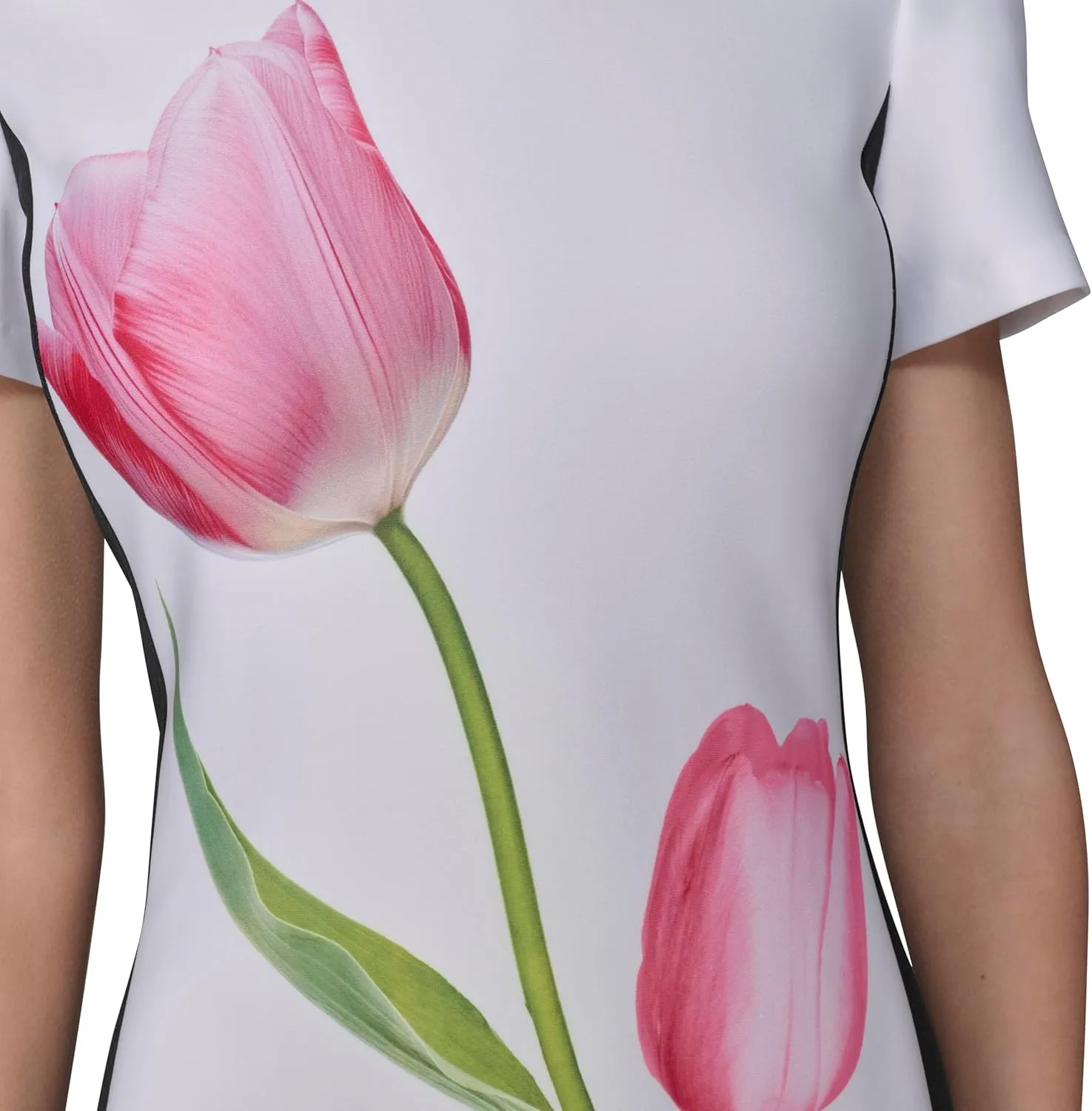 Karl Lagerfeld Paris Women's Printed Short Sleeve Contrasting Sheath Dress