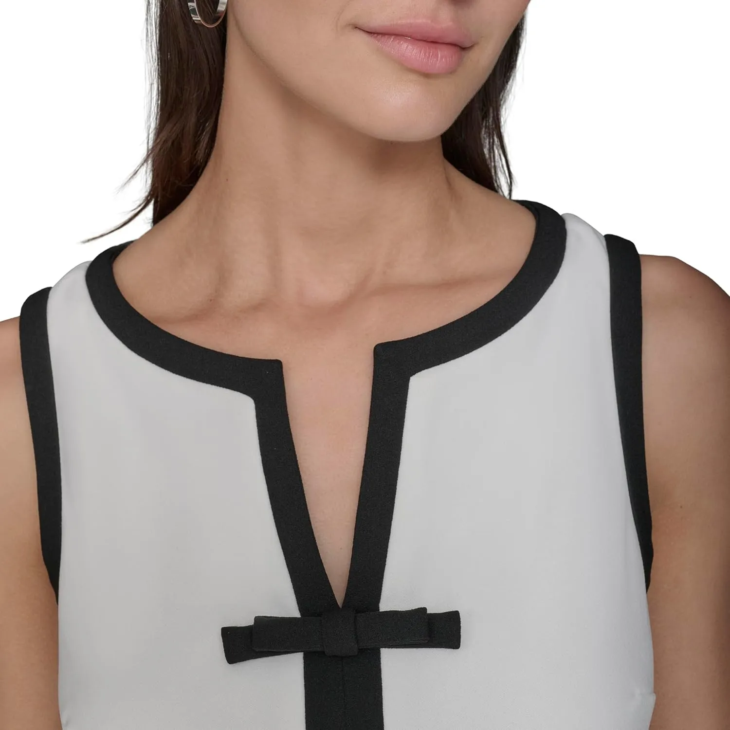 Karl Lagerfeld Paris Women's Sleeveless V-Neck Bow A-line Mini Dress