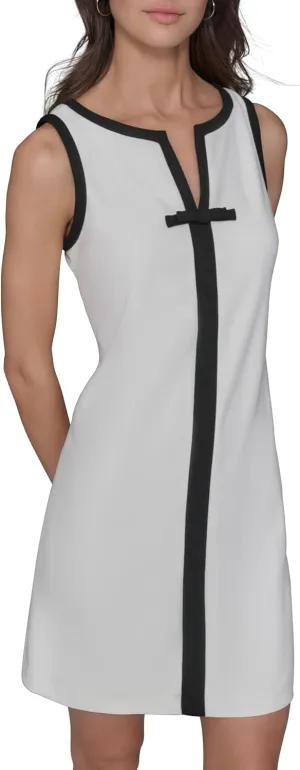 Karl Lagerfeld Paris Women's Sleeveless V-Neck Bow A-line Mini Dress