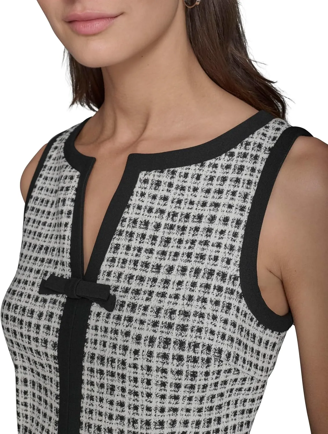 Karl Lagerfeld Paris Women's Sleeveless V-Neck Bow A-line Mini Dress