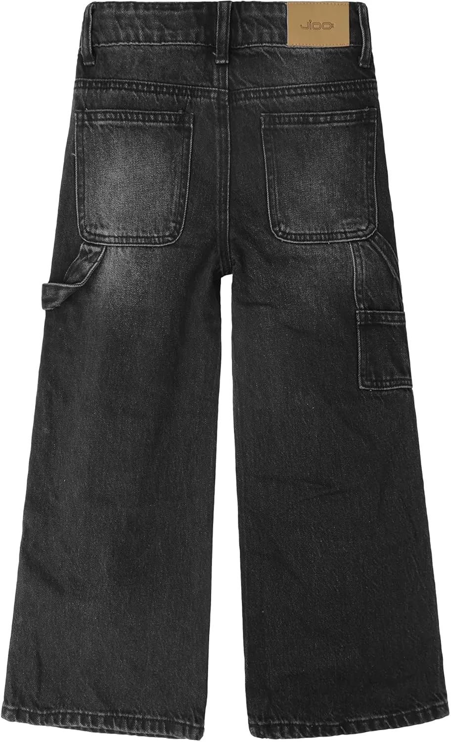 KIDSCOOL SPACE Girls' Wide-Leg Jeans, Elastic Band Inside Big Patchwork Flared Denim Pants