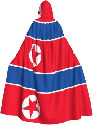 Korean Flag Print Long Cape Unisex Cloak With Hood Halloween Costume Cloak Adult Vampire Witch Cape