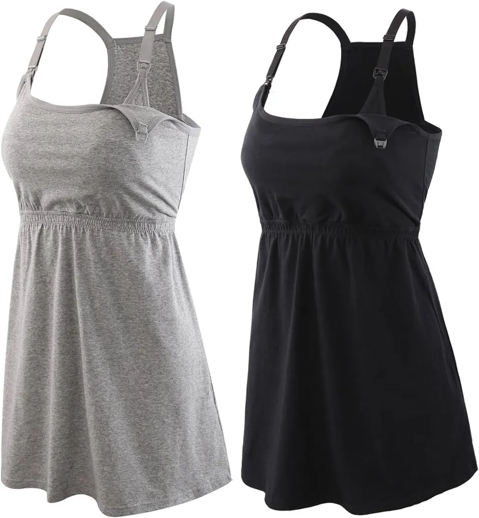 KUCI Maternity Nursing Tank Top, Women Maternity Cami Nursing Sleep Bra Breastfeeding Tops for Pregnancy