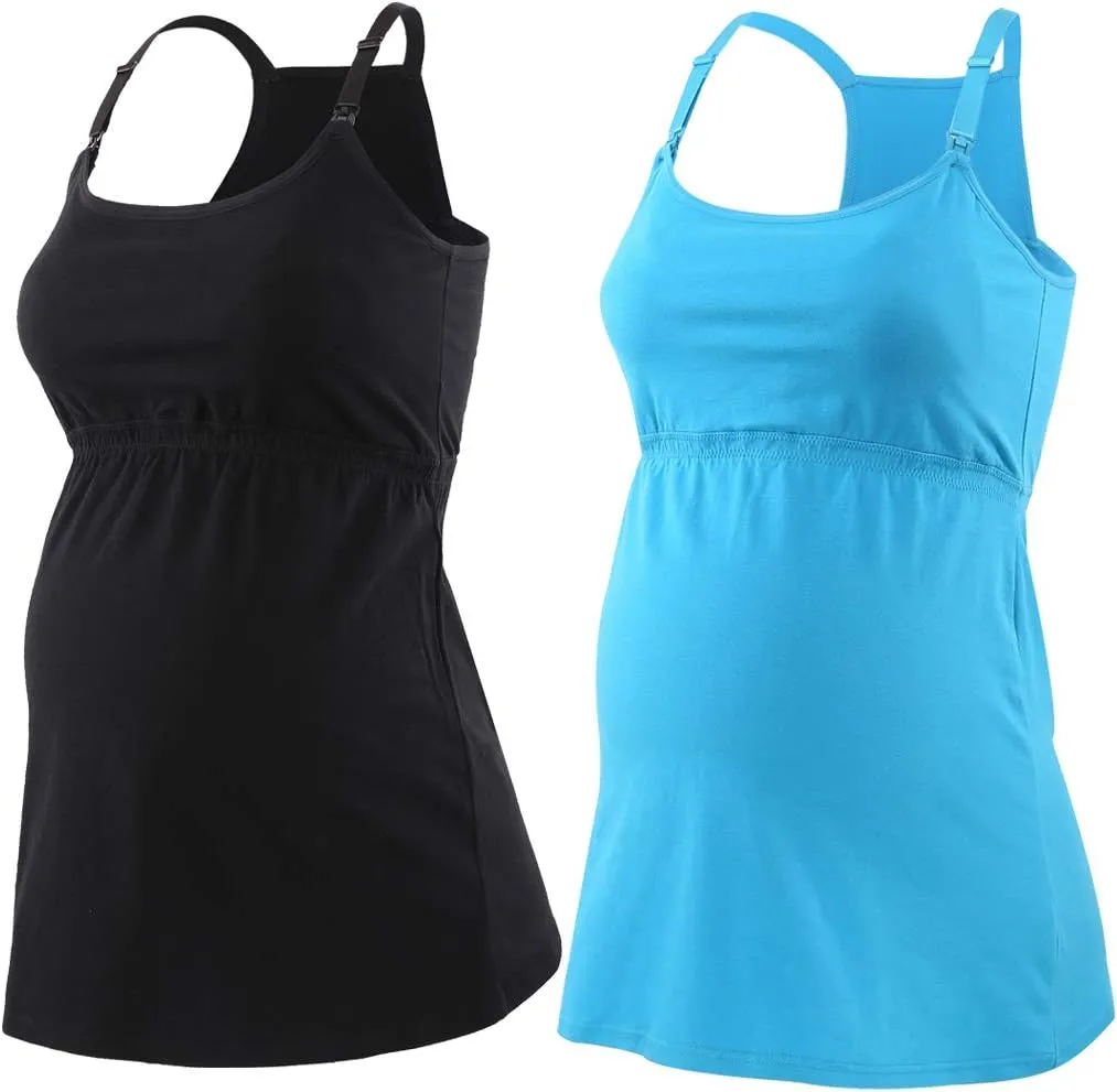 KUCI Maternity Nursing Tank Top, Women Maternity Cami Nursing Sleep Bra Breastfeeding Tops for Pregnancy